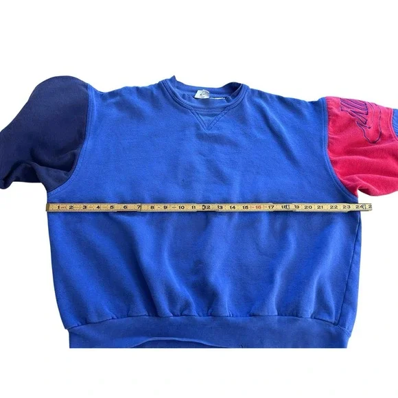 NIKE AIR - Vtg 80s Navy Blue Center Swoosh Crewneck Embroidered Sweatshirt L - Picture 9 of 11